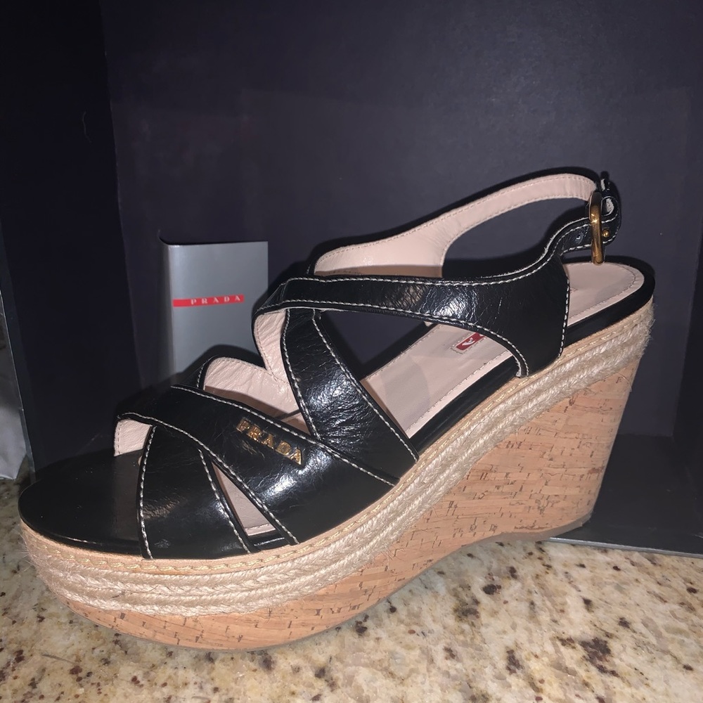 PRADA brand new black wedge